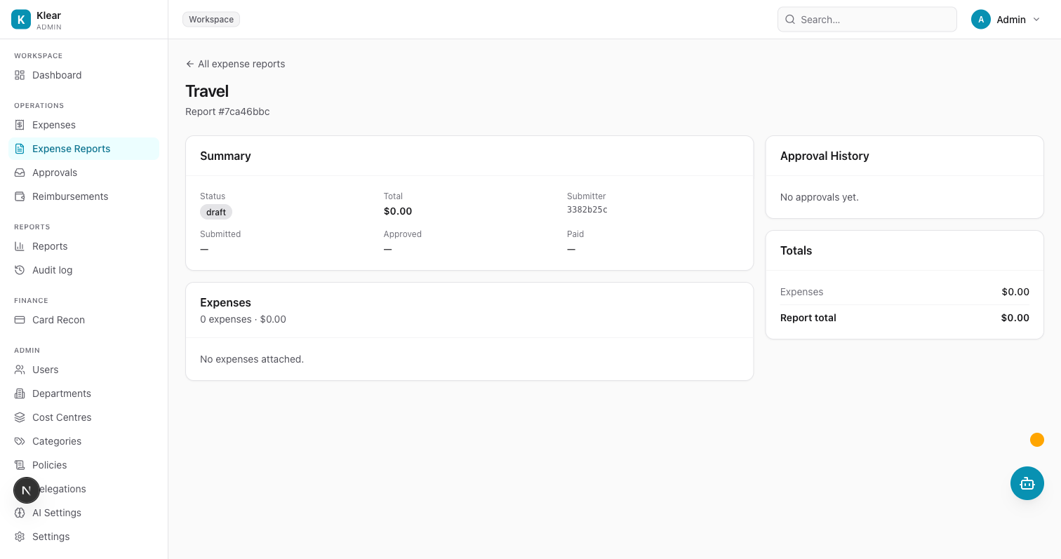 Expense report detail