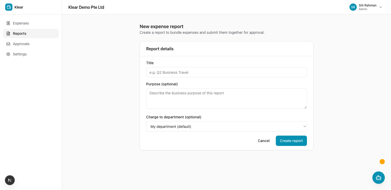New report form